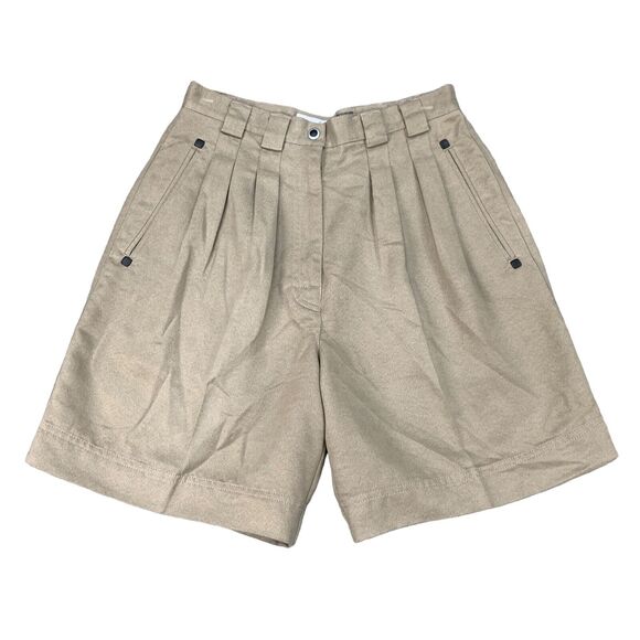 Jamie Sadock Golf Short Womens 8 Brown Faux Suede Pleated Front Retro High Waist - Picture 1 of 10